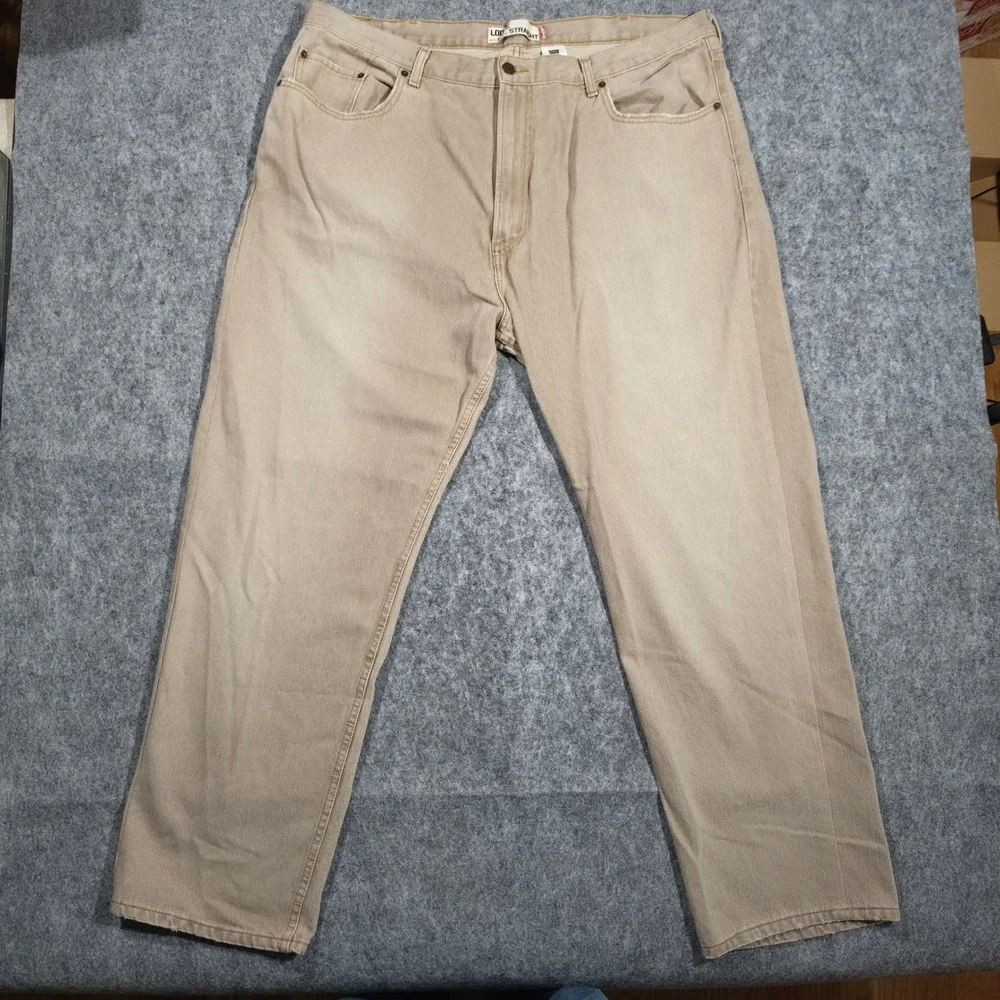 Levis 569 Loose Straight Jeans Mens 42x32 Tan Khaki Denim Vintage 2005 Hong Kong